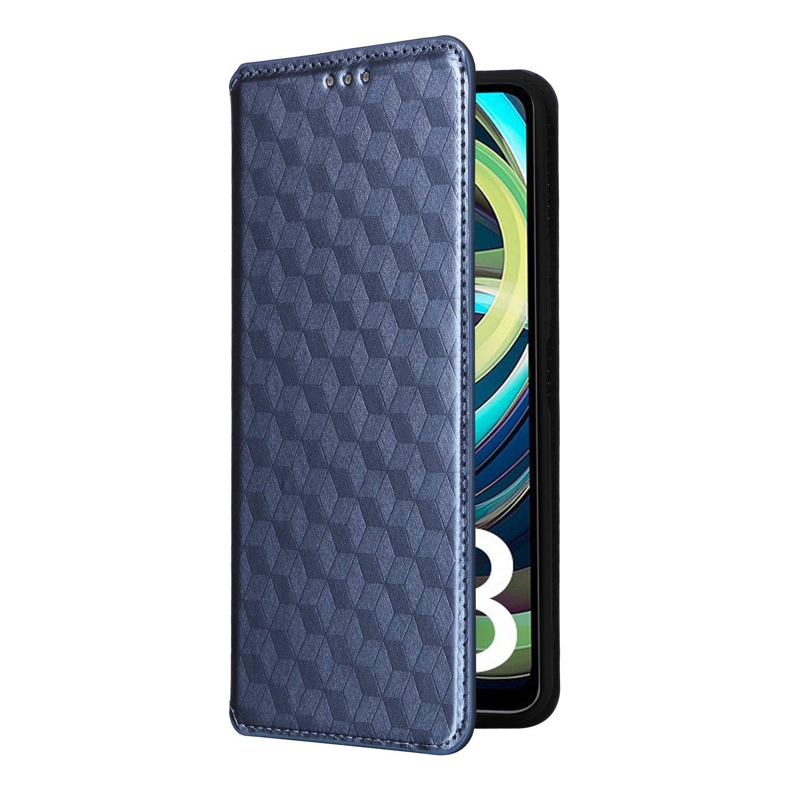 For Xiaomi Redmi A3 / Poco C61 4G Case Wallet PU Leather Phone Cover Rhombus Imprinted For Xiaomi Redmi A3 / Poco C61 4G Case Wallet PU Leather Phone Cover Rhombus Imprinted